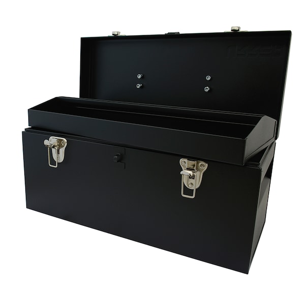Tool Box, Steel, Black, 20 in W x 8-1/2 in D x 9-1/2 in H